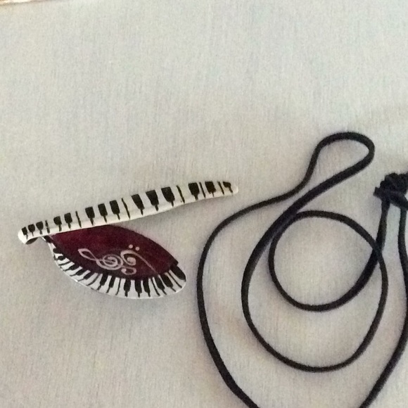 Vtg Piano keys and symbols necklace. Spoon broach. - Picture 2 of 4